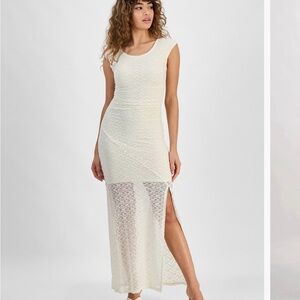 Bar III Cream Textured Midi Dress
